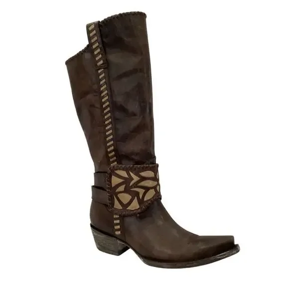 Old Gringo Melissa 15" In Chocolate Brown Western Cowgirl Snip Toe Size 9 Boots - Picture 2 of 10